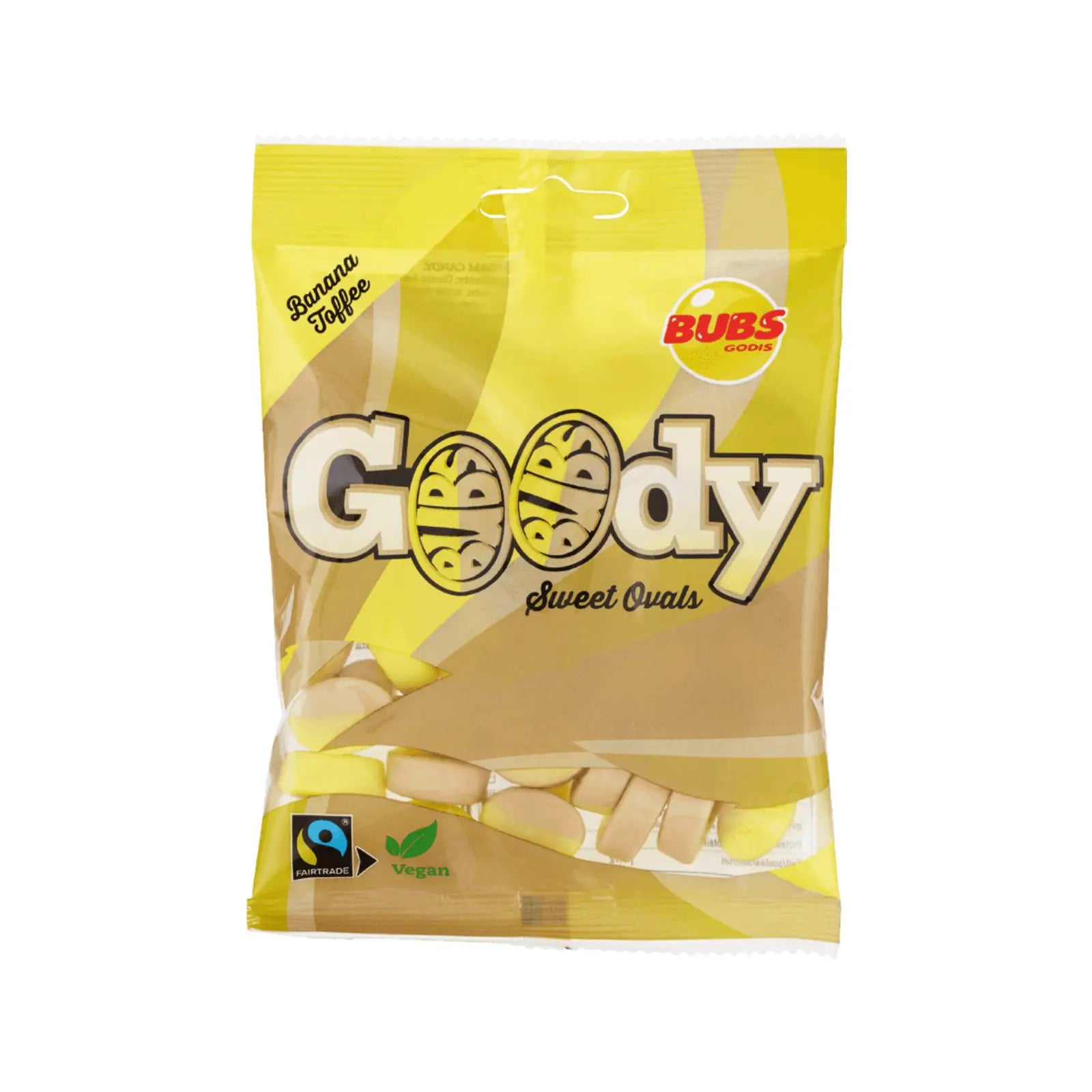 A bag of Swedish candy from Bubs, yellow and brown, with the word "Goody" in the front.