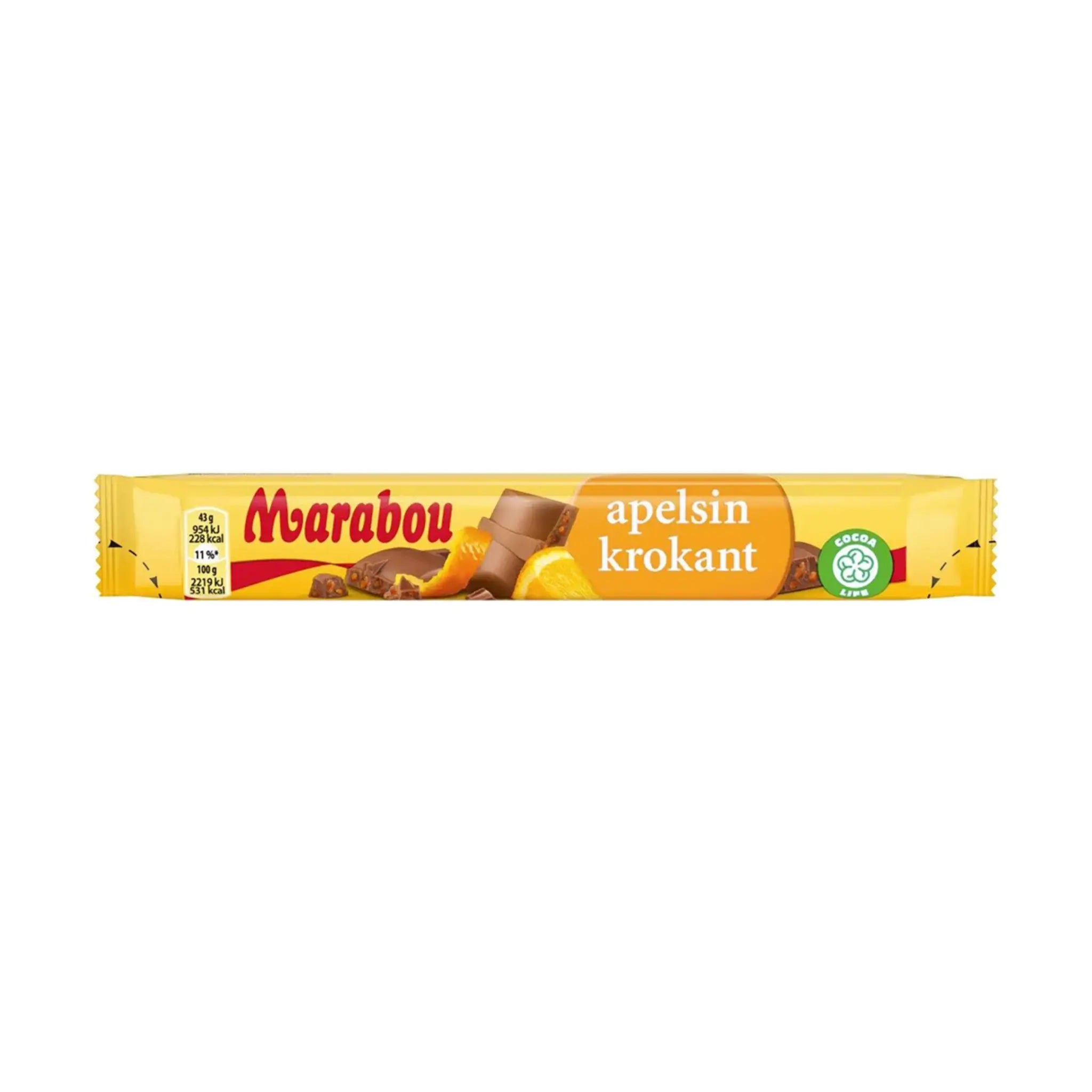 Swedish chocolate wrapped in mainly yellow with orange and red details.