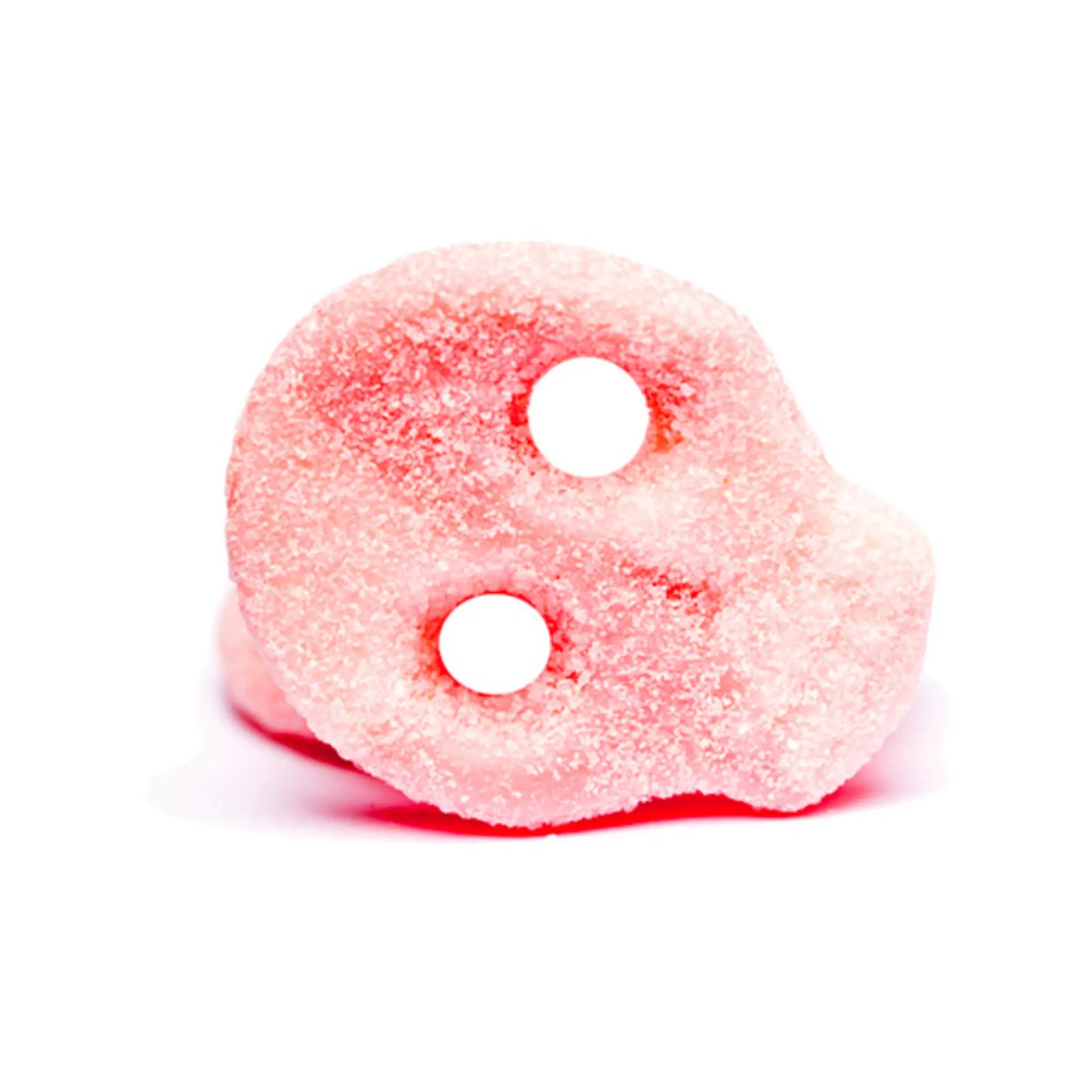 Swedish candy in the shape of a skull in pink.
